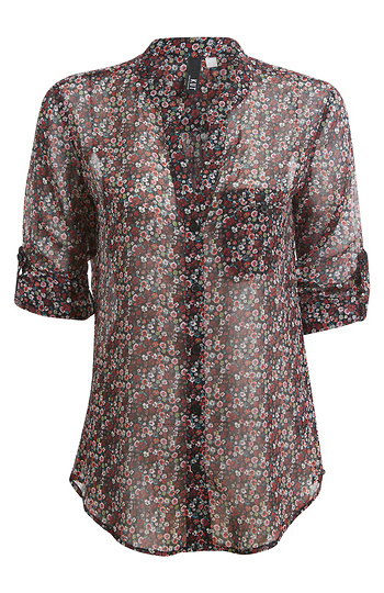 KUT from the Kloth Button Front Long Sleeve Sheer Blouse Slide 1