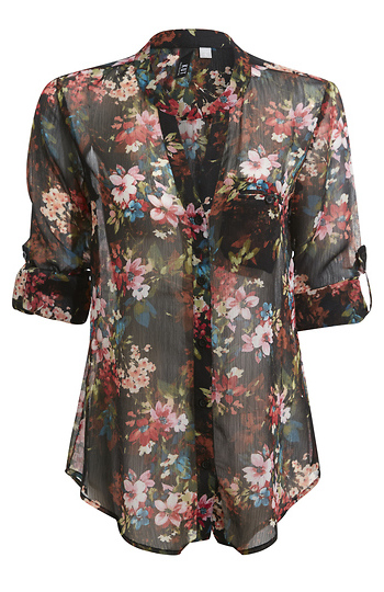 KUT from the Kloth Button Front Long Sleeve Sheer Blouse Slide 1