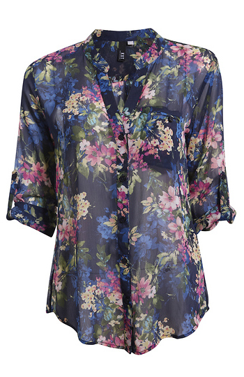KUT from the Kloth Button Front Long Sleeve Sheer Blouse Slide 1