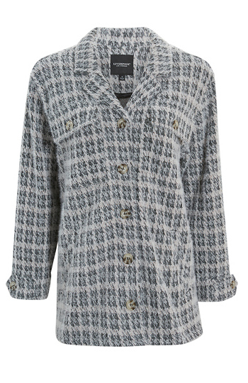 Liverpool Button Front Houndstooth Print Jacket Slide 1