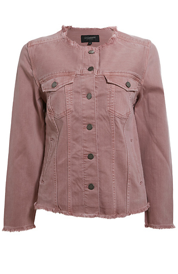 Liverpool Classic Jean Jacket with Frayed Hem Slide 1