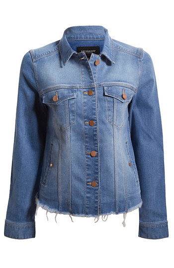 Liverpool Jean Jacket with Fray Hem Slide 1