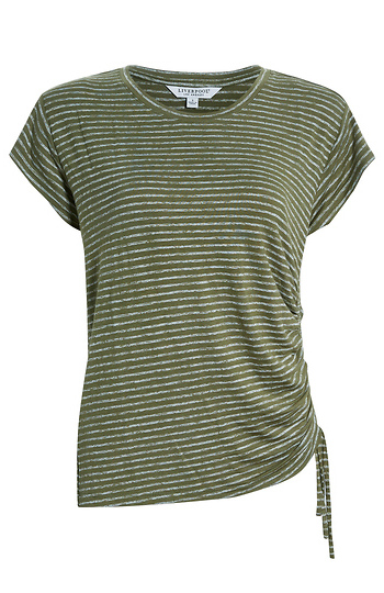 Liverpool Striped Tee with Side Cinch Slide 1