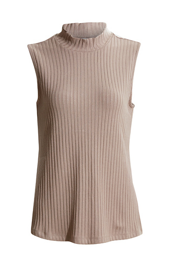 Liverpool Mock Neck Sleeveless Rib Knit Top Slide 1
