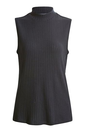Liverpool Mock Neck Sleeveless Rib Knit Top Slide 1