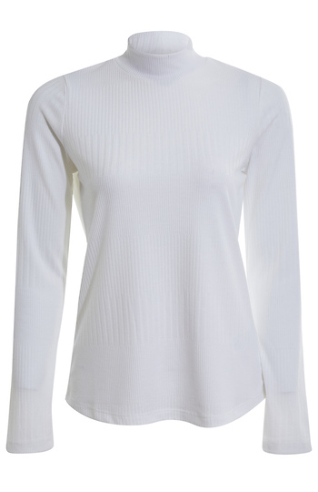 Liverpool Mock Neck Rib Knit Top Slide 1