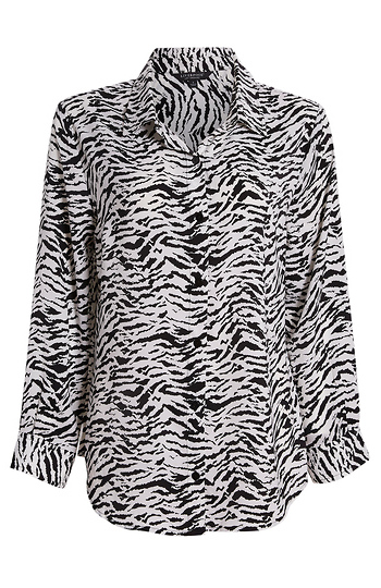 Liverpool Animal Print Button Up Long Sleeve Slide 1