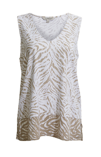 Liverpool Sleeveless V-Neck Animal Print Top Slide 1