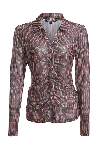Liverpool Printed Mesh Button Front Shirt Slide 1