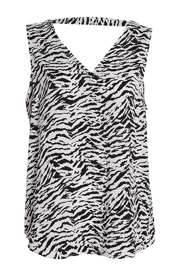 Liverpool Sleeveless Double V-Neck Animal Print Top Slide 1