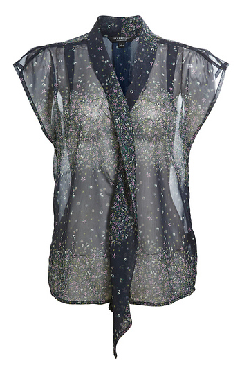 Liverpool Flutter Sleeve Sheer Blouse Slide 1