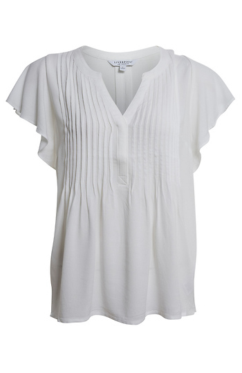 Liverpool Flutter Sleeve Split Neck Blouse Slide 1