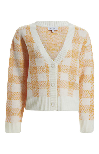 Gingham Pattern Button Front Cardigan Slide 1