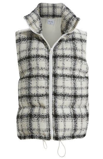 Plaid Pattern Padded Vest Slide 1