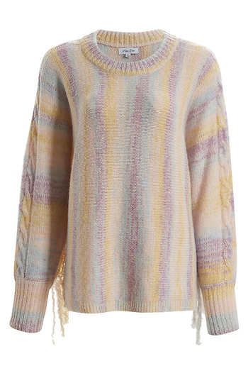 Multicolor Stripe Fringe Sweater Top Slide 1