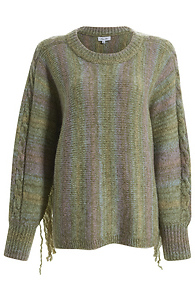 Multicolor Stripe Fringe Sweater Top Slide 1