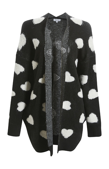 Heart Pattern Long Cardigan Slide 1