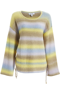 Ruched Drawstring Stripe Pattern Sweater Slide 1