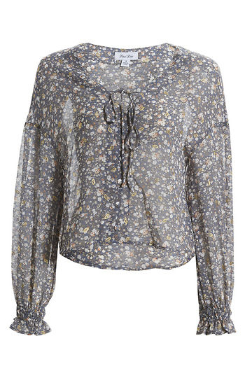 Smocked Floral Print Top Slide 1