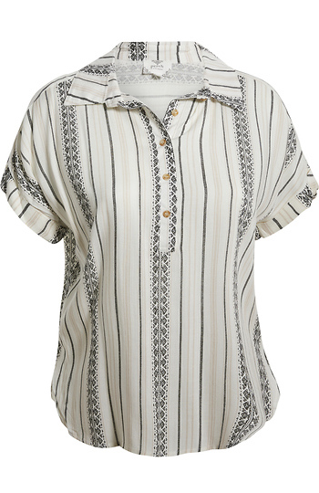 Striped Button Front Top Slide 1