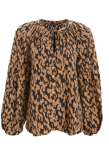Long Puff Sleeve Printed Top Slide 1