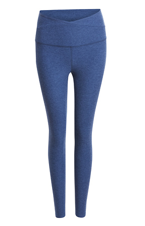 Beyond Yoga High Waist Criss-Cross Midi Legging in Heather Blue S