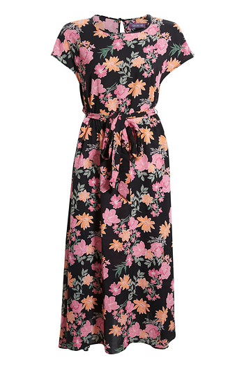 Black Floral Midi Dress Slide 1