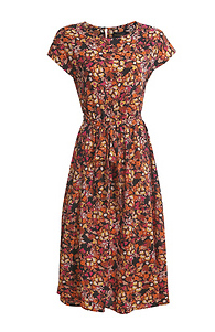 Short Sleeve Floral Print Midi Dress Slide 1