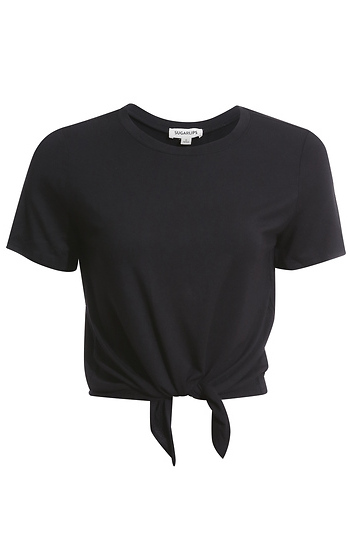 Short Sleeve Tie Front Top Slide 1