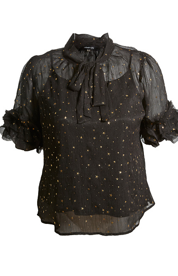 Split Neck Star Print Blouse Slide 1