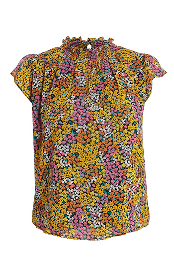 Mock Neck Floral Top Slide 1