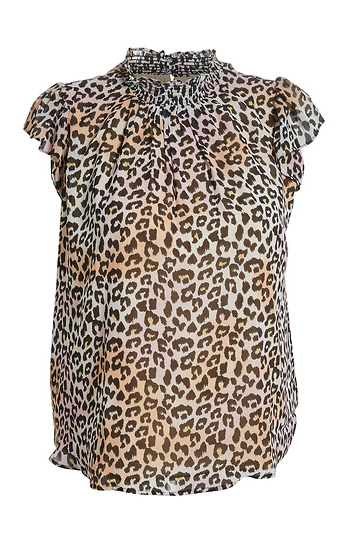 Mock Neck Animal Print Top Slide 1