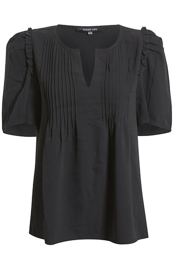 Split Neck Short Sleeve Top Slide 1
