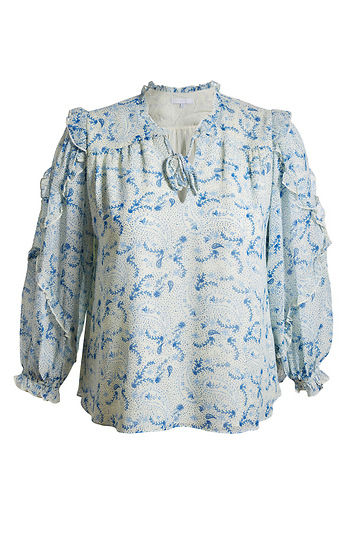 Split Neck Floral Blouse Slide 1