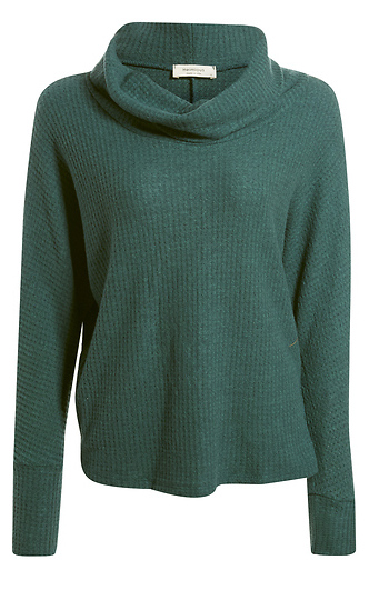 Cowl Neck Brushed Waffle Knit Top Slide 1