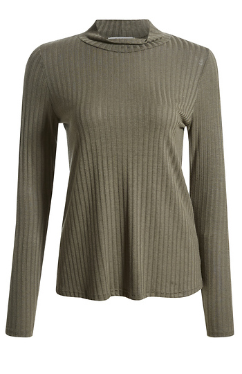 Mock Neck Ribbed Top Slide 1