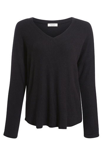 V-Neck Long Sleeve Brushed Knit Top Slide 1