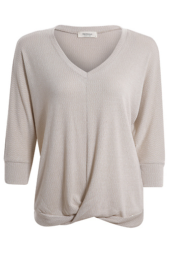 Front Knot Three Quarter Sleeve Top Slide 1