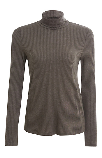 Mock Neck Ribbed Long Sleeve Slide 1