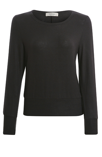 Ribbed Contrast Long Sleeve Knit Top Slide 1