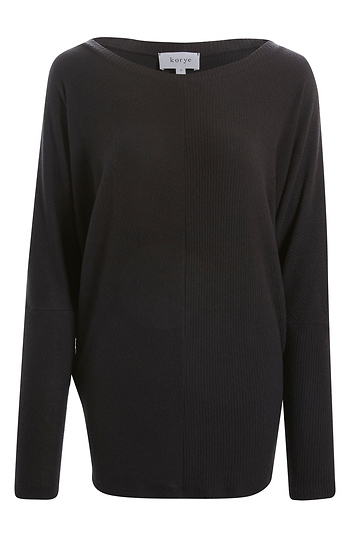 Half Ribbed Contrast Top Slide 1
