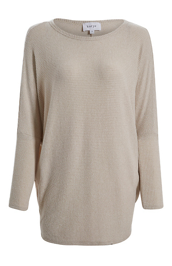 Ribbed Long Dolman Sleeve Knit Top Slide 1
