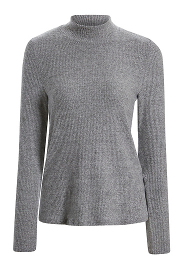 Ribbed Mock Neck Top Slide 1