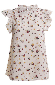Flower Print Ruffle Short Sleeve Slide 1