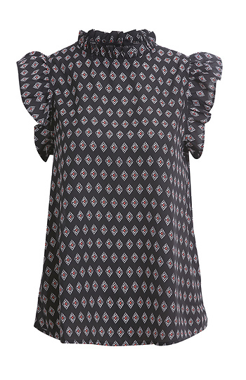Geo Printed Ruffle Blouse Slide 1