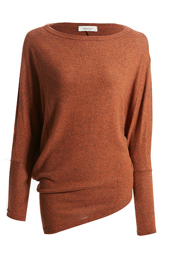 Long Sleeve Brushed Asymmetrical Hem Top Slide 1