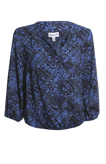 Veronica M V-Neck Geometric Print 3/4 Sleeve Blouse Slide 1