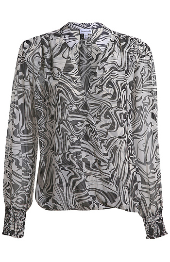 Veronica M Long Sleeve Abstract Printed Blouse Slide 1