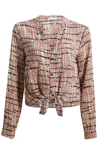 Button Up Tie Front Shirt Slide 1