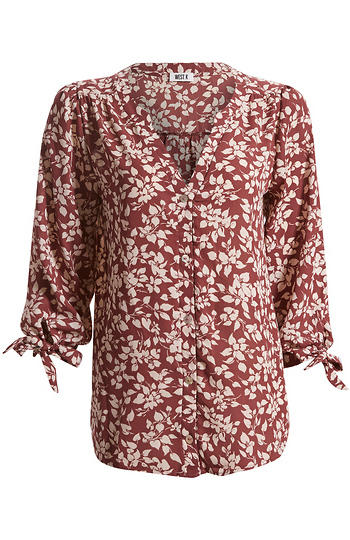 Floral Print V Neck Top Slide 1
